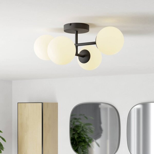 EGLO Stropní světlo CASTROVIDO, černé, 48 cm, 4 žárovky, IP44, G9-LED, Černá, Obývací pokoj / jídelna, kov, Koule