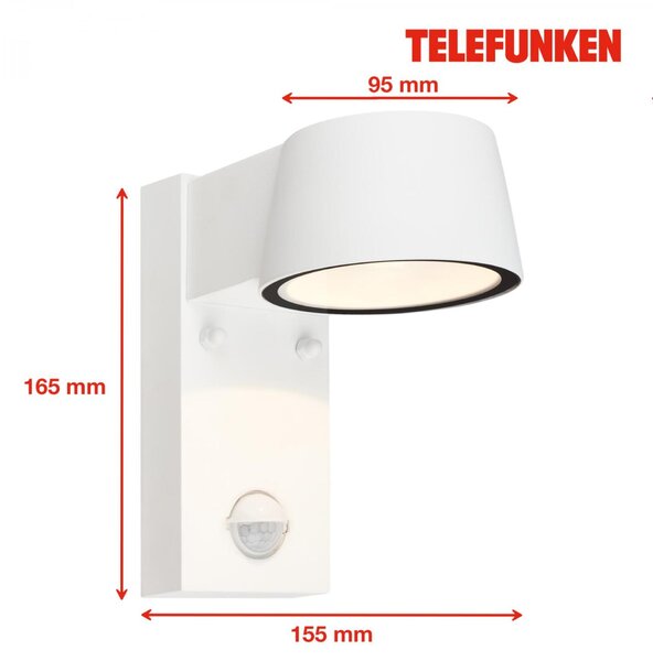 BRILONER TELEFUNKEN LED nástěnné svítidlo, pohybové čidlo, soumrakový senzor, bílé 323106TF