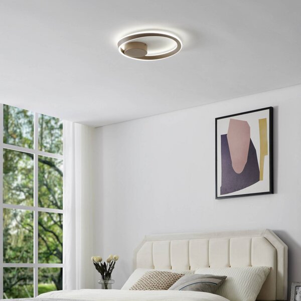 EGLO LED stropní svítidlo CAMEROTA, béžové, Ø 41 cm, dálkové ovládání, stmívatelný, Krémová / jantar, Obývací pokoj / jídelna, kov