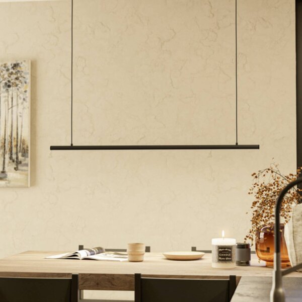 EGLO connect chytré LED závěsné světlo FLATRON-Z, 101 cm, černá, stmívatelný, Černá, Obývací pokoj / jídelna, kov