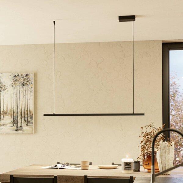 EGLO connect chytré LED závěsné světlo FLATRON-Z, 101 cm, černá, stmívatelný, Černá, Obývací pokoj / jídelna, kov