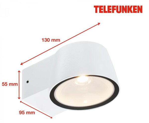 BRILONER TELEFUNKEN LED venkovní nástěnné svítidlo, IP54 voděodolné a prachotěsné, bílý hliník 323006TF
