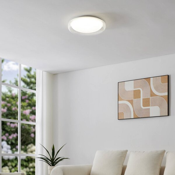 EGLO LED stropní svítidlo MONTEDORO, čiré/bílé, Ø 40 cm,, Bílá / opál, Obývací pokoj / jídelna, kov