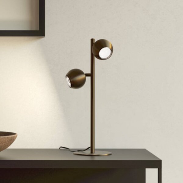 EGLO Stolní lampa BIMEDA 1, bronzová, výška 45 cm, 2ramenná, Bronz / starožitná mosaz, Obývací pokoj / jídelna, kov, Koule