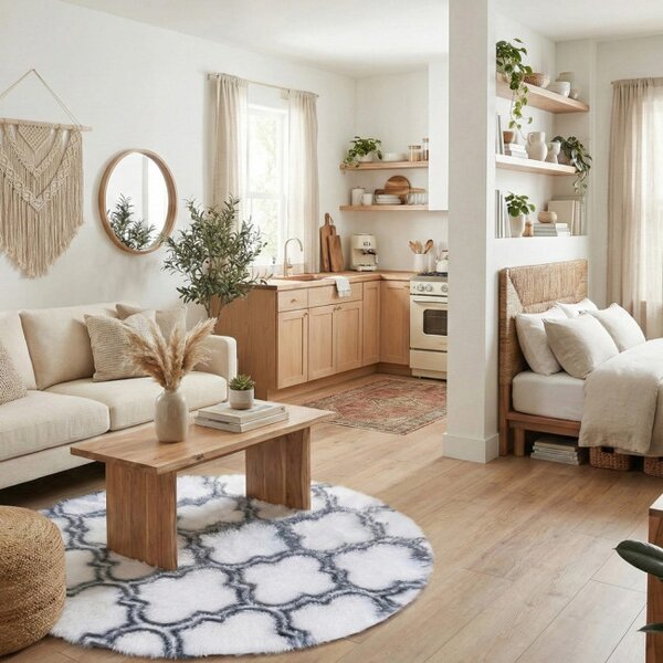 Protiskluzový koberec DECOR bílý / šedý 1 kruh