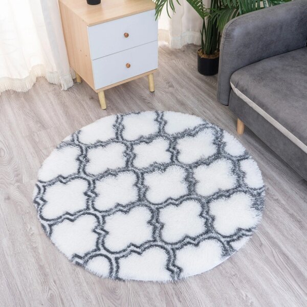 Protiskluzový koberec DECOR bílý / šedý 1 kruh
