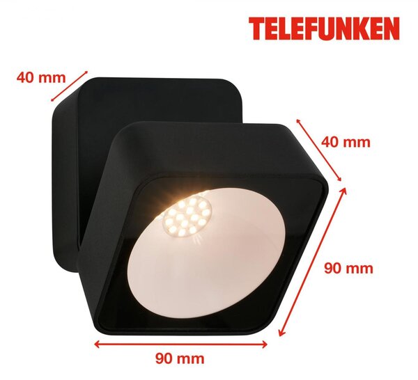 BRILONER TELEFUNKEN LED venkovní nástěnné svítidlo, ochrana proti stříkající vodě, bez vypínače, 3000K teplá bílá, černé 322005TF