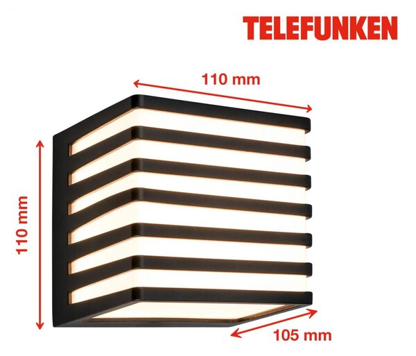 BRILONER TELEFUNKEN LED venkovní nástěnné svítidlo, voděodolné a prachotěsné, kostka, černá/bílá 321905TF