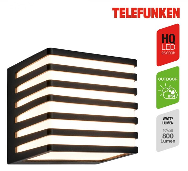 BRILONER TELEFUNKEN LED venkovní nástěnné svítidlo, voděodolné a prachotěsné, kostka, černá/bílá 321905TF