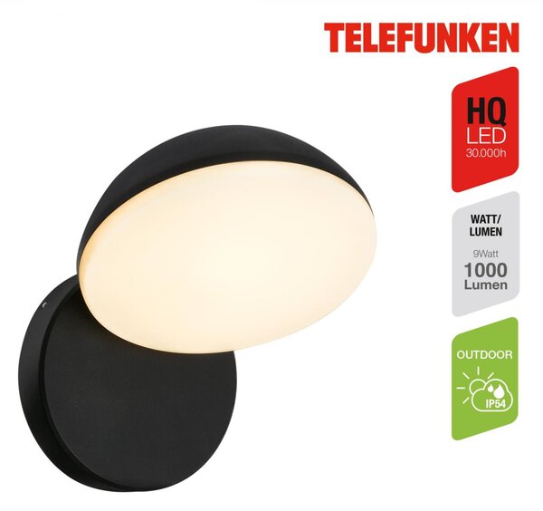 BRILONER TELEFUNKEN LED venkovní nástěnné svítidlo, voděodolné a prachotěsné, 1000 lm, 3.000K teplá bílá 323205TF