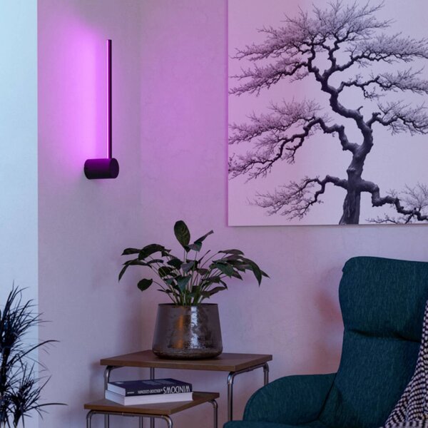 EGLO connect chytré LED nástěnné světlo FLATRON-Z, černé, 48 cm, stmívatelný, Černá, Obývací pokoj / jídelna, kov
