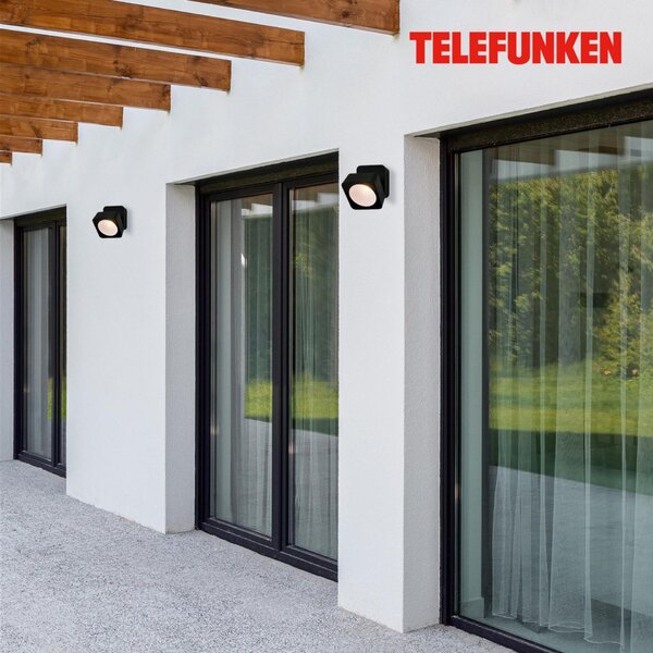 BRILONER TELEFUNKEN LED venkovní nástěnné svítidlo, ochrana proti stříkající vodě, bez vypínače, 3000K teplá bílá, černé 322005TF