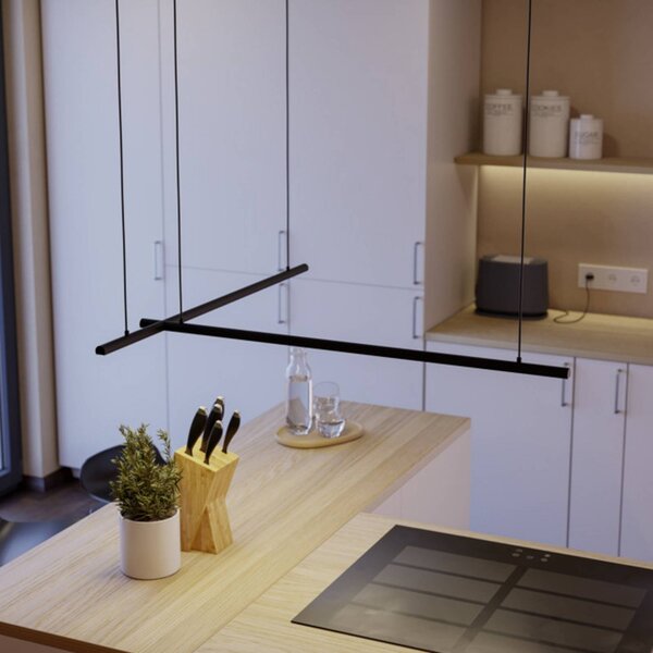 EGLO connect chytré LED závěsné světlo FLATRON-Z, 150 cm, černá, stmívatelný, Černá, Obývací pokoj / jídelna, kov