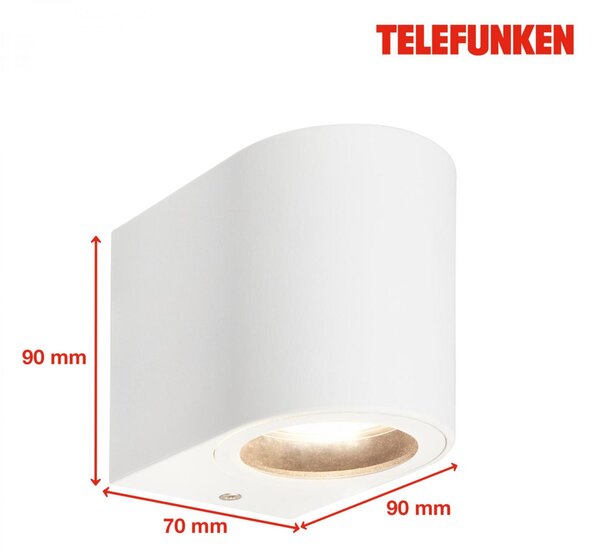 BRILONER TELEFUNKEN venkovní nástěnné svítidlo, ochrana proti stříkající vodě, bílé 322906TF