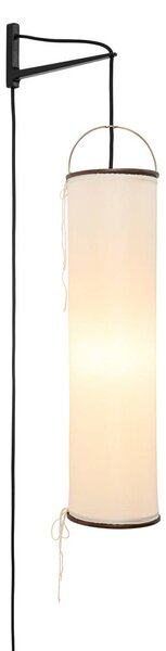GUBI Nástěnné světlo Gubi Silk Lantern, bílé/černé, se zástrčkou, E27, Krémová / jantar, Obývací pokoj / jídelna, Textil / tkanina / hedvábí, Design