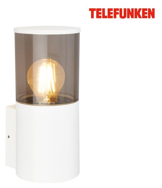 BRILONER TELEFUNKEN venkovní nástěnné svítidlo, voděodolné a prachotěsné, kouřové sklo, E27 patice, bílé 322206TF