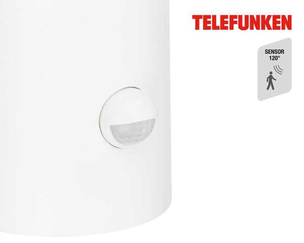 BRILONER TELEFUNKEN venkovní nástěnné svítidlo, pohybové čidlo, ochrana proti stříkající vodě, kouřové sklo, bílé 322306TF