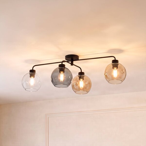 TK Lighting Stropní světlo Cubus čtyřramenné čiré/jantarové/šedé, stmívatelný, Čirá / transparetní, Obývací pokoj / jídelna, Sklo, Moderní