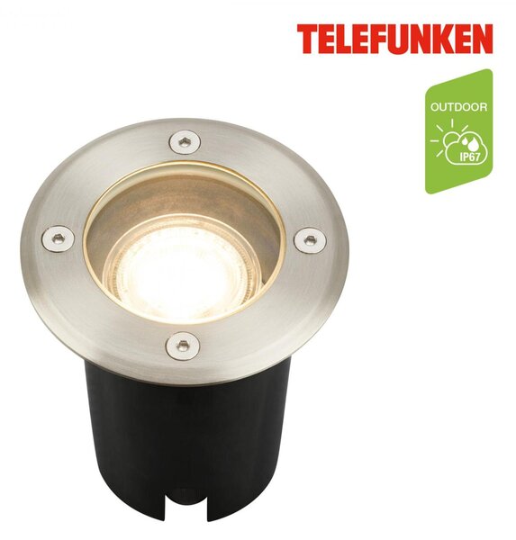 BRILONER TELEFUNKEN venkovní svítidlo do země, vodotěsné IP67, tvrzené sklo, GU10 patice, kruhové 322702TF