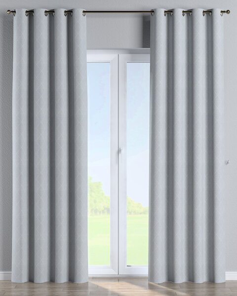 Závěs na kroužcích barva šedá látka pletený vzor, vzorované