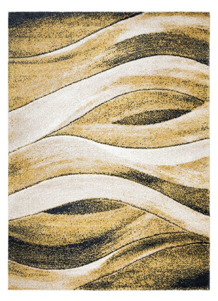 Makro Abra Kusový koberec FUSION 1617 Vlnky Moderní Abstraktní žlutý krémový Rozměr: 80x150 cm