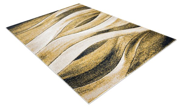 Makro Abra Kusový koberec FUSION 1617 Vlnky Moderní Abstraktní žlutý krémový Rozměr: 80x150 cm
