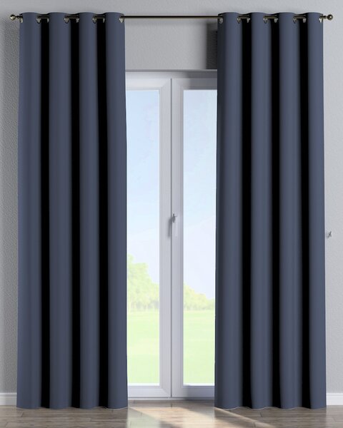 Závěs na kroužcích barva tmavě modrá látka zatemňovací