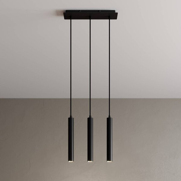 Arcchio LED závěsné svítidlo Franka, 3 světla, dlouhé, černé, hliník, Černá, Obývací pokoj / jídelna, Hliník, Moderní
