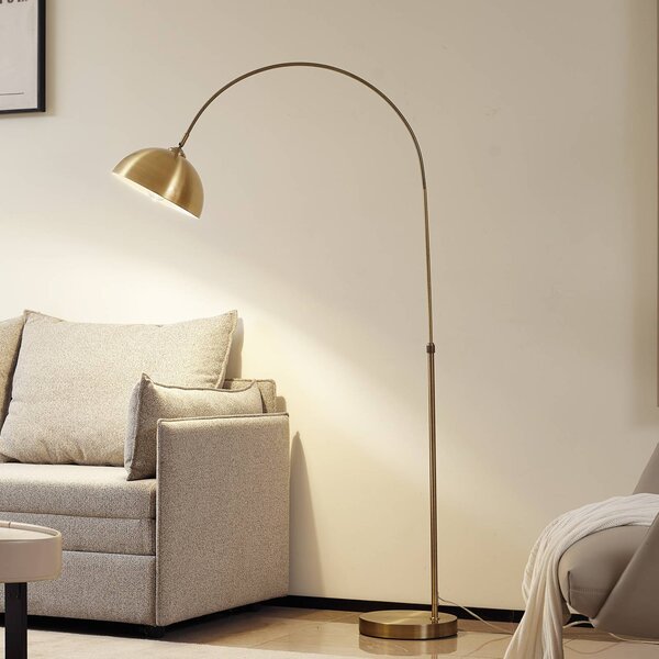 Lindby Stojanová lampa Lennart, starožitný mosaz, kov 183 cm, Bronz / starožitná mosaz, Obývací pokoj / jídelna, kov, Moderní