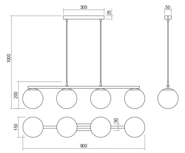 Smarter Závěsné interiérové svítidlo Bowling, š.90cm Barva: Černá