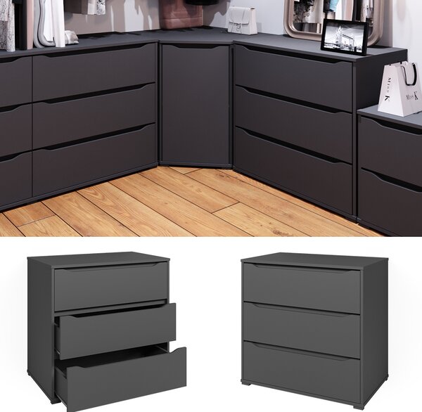 Kredenc Vicco Ruben Antracit 48 x 77.6 cm se 3 zásuvkami, Model 40101