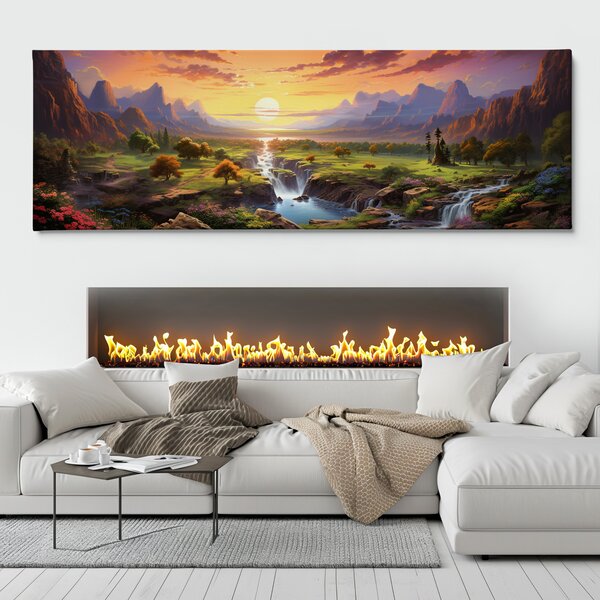 Obraz na plátně - Letní krajina s divokou říčkou FeelHappy.cz Velikost obrazu (šířka x výška): 120 x 40 cm
