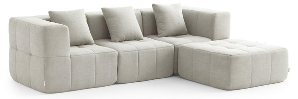 MILYSOFA SOFABULOUS – třímístná rohová sedací souprava s lehátkem, krémově béžová, jemná bouclé látka