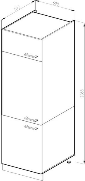 Skříňka na lednici Vicco R-Line Bílá 60 cm Tvar J, Model 39751