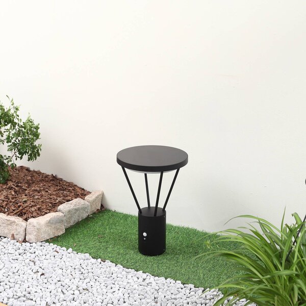 Lucande LED solární lampa Elario, 44 cm, černá, senzor, Černá, Hliník, Moderní