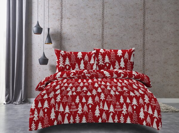 Povlečení z mikrovlákna CHRISTMAS TREES červené Rozměr povlečení: 70 x 90 cm | 140 x 220 cm