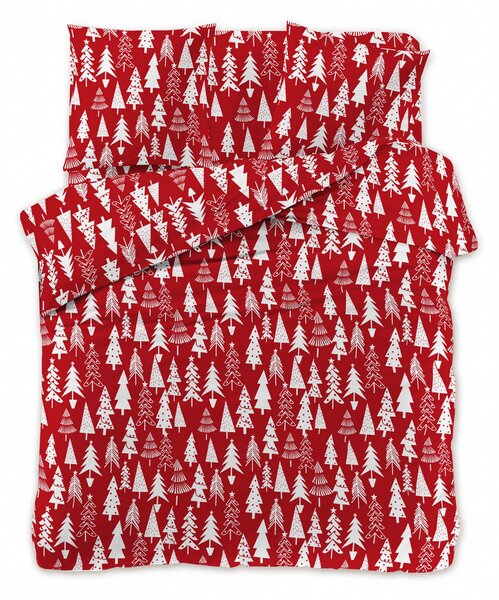 Povlečení z mikrovlákna CHRISTMAS TREES červené Rozměr povlečení: 70 x 90 cm | 140 x 220 cm