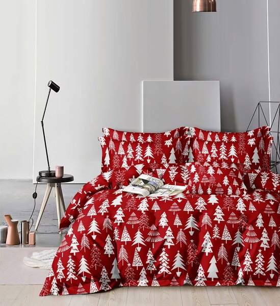 Povlečení z mikrovlákna CHRISTMAS TREES červené Rozměr povlečení: 70 x 90 cm | 140 x 220 cm
