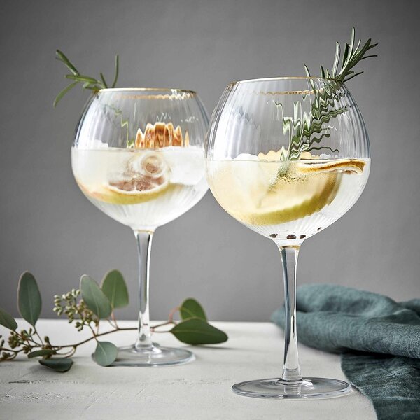 GOLDEN TWENTIES Sada sklenic na gin se zlatým okrajem 650 ml 4 ks