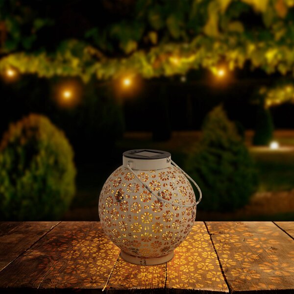 Näve LED solární lampa 52854, bílá, kov, 20 cm, IP44, sada 2 ks, Bílá / opál, kov