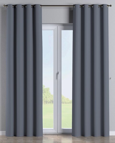Závěs na kroužcích barva šedá látka zatemňovací