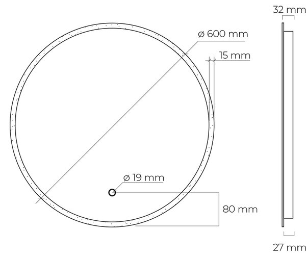 Oltens Nordlis zrcadlo 60x60 cm kulatý s osvětlením s vyhřívací podložkou 64100000