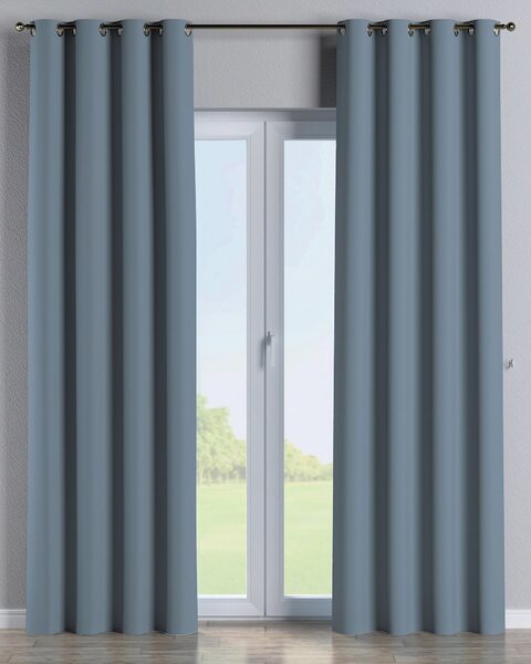 Závěs na kroužcích barva modrá látka zatemňovací
