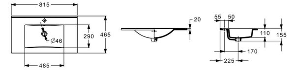 Roca Hebe umyvadlo 81.5x46.5 cm obdélníkový nábytkový bílá A3272A4000