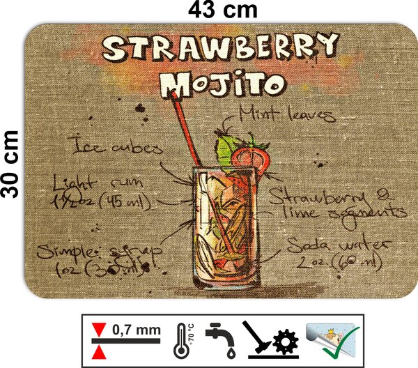 PokojovaDekorace.cz, Prostírání - 028, Strawberry Mojito, 43x30cm