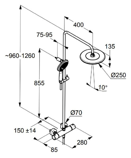Kludi Dual Shower System sprchová sada na stěnu s termostatem chrom 6709205-00