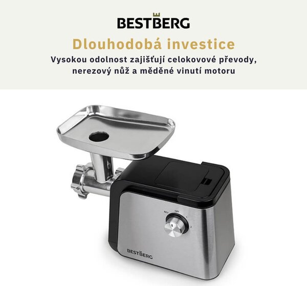 Elektrický mlýnek na maso BestBerg BBM-2500 / 2500 W / černá/stříbrná