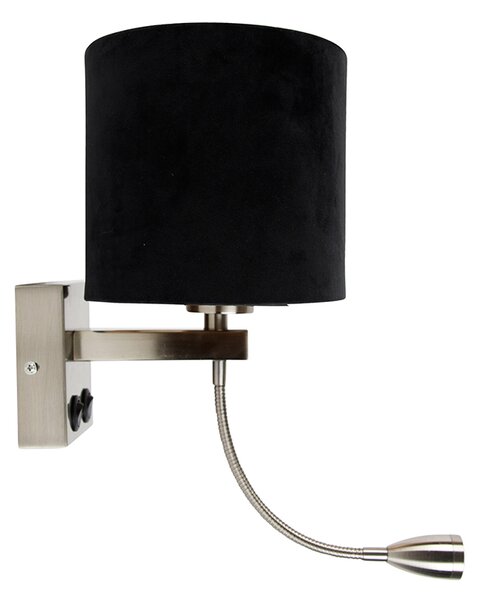 Nástěnná lampa z oceli s oválným sametovým stínítkem, černá, 25 cm - Brescia Combi