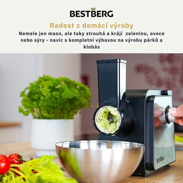 Elektrický mlýnek na maso BestBerg BBM-2500 / 2500 W / černá/stříbrná