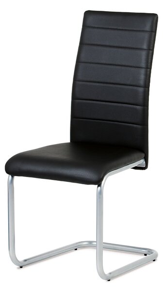 Jídelní židle DCL-102 BK koženka černá, kov šedý lak, VÝPRODEJ